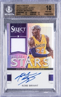 2012-13 Panini Select "Select Stars Jersey Autographs Prizms" #2 Kobe Bryant Signed Game Used Patch Card (#41/99) Pop "1 of 1"– BGS PRISTINE 10/BGS 10